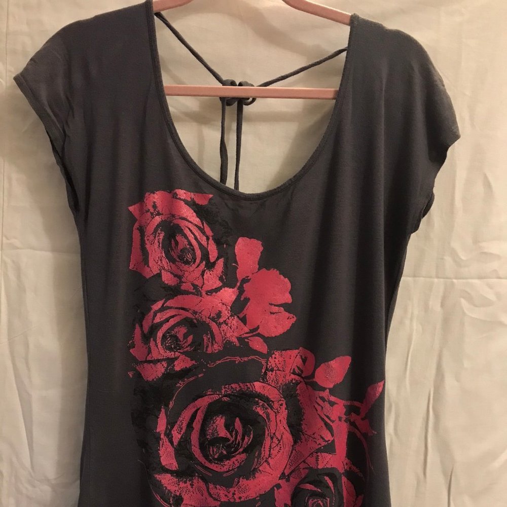 Warehouse One Grey Printed Top Size M